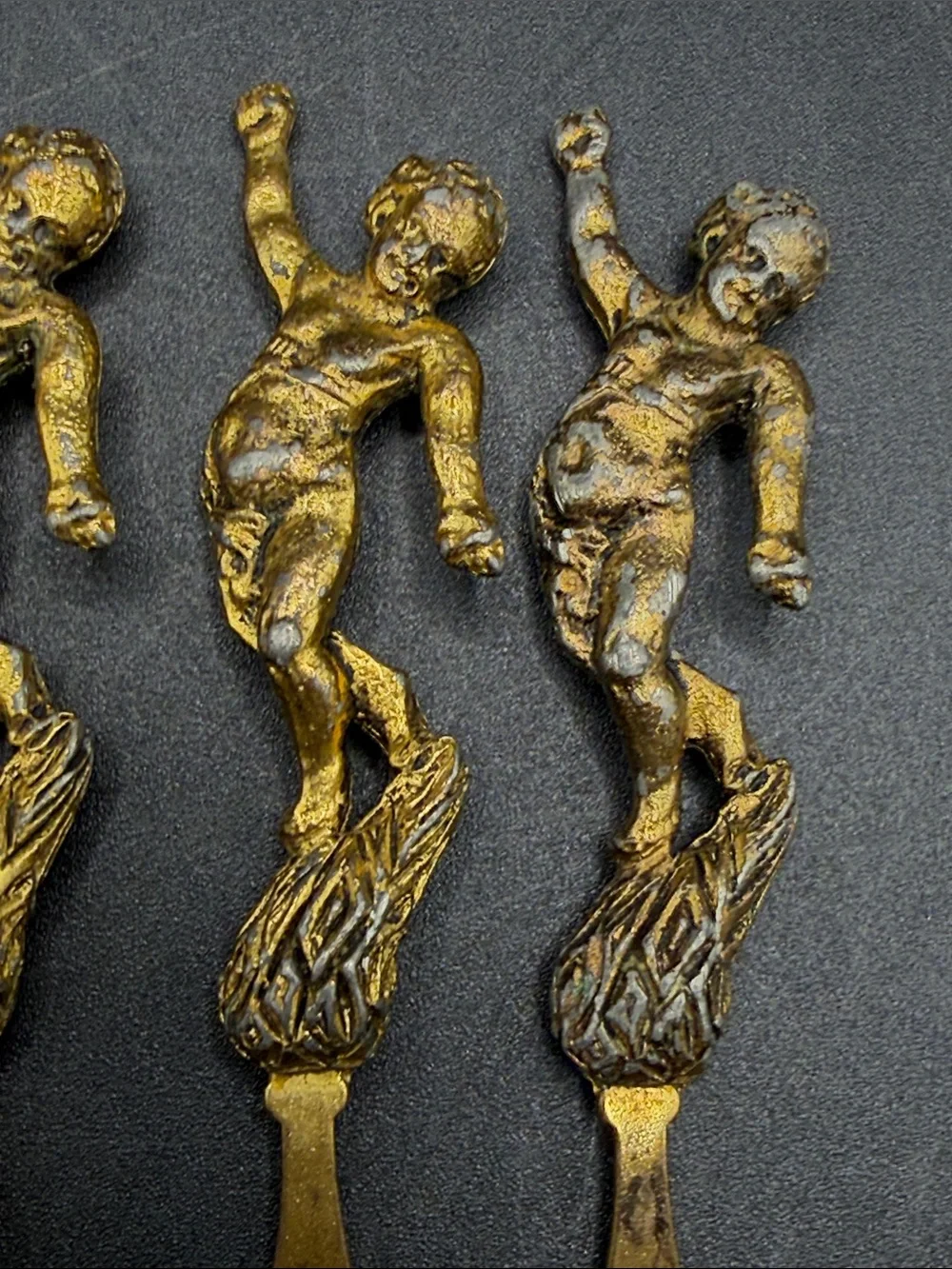 Vintage Cherub Cocktail Forks Mid Century Ornate Baroque Appetizer Utensils Set5
